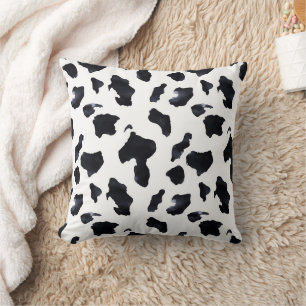 Cojín Decorativo Vaquera Estampado Vaca Negro Blanco
