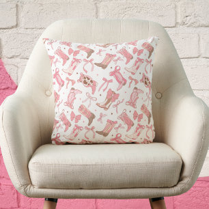 Cojín Decorativo Vaquera moderna elegante y trendy con lazo rosa