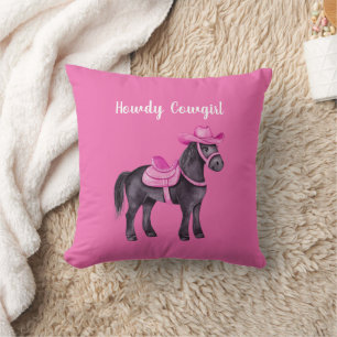Cojín Decorativo Vaquera Rosa Howdy Caballo
