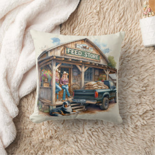 Cojín Decorativo Vaqueras rusticas occidentales en tienda de alimen