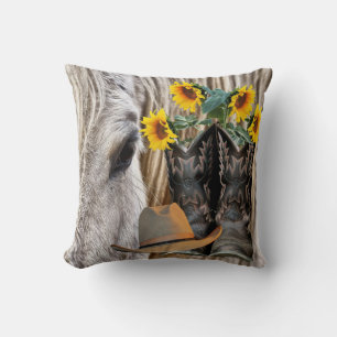 Cojín Decorativo Vaquero Caballo Boots Gorra Vaquero Sunflowers