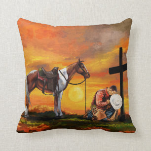 Cojín Decorativo Vaquero del 3:16 de Juan en el cristiano de