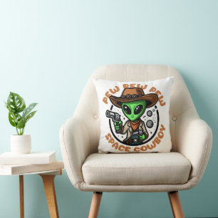 Cojín Decorativo Vaquero Espacial Alien Divertido
