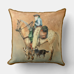 Cojín Decorativo Vaquero y caballo appaloosa con dogmas