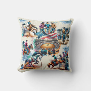 Cojín Decorativo Vaqueros de Rodeo del Oeste Bucking Horse Riding S