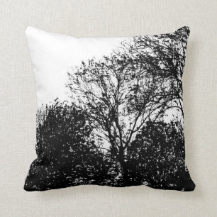 Cojín Decorativo Vår - árboles en el verano (negro en blanco)