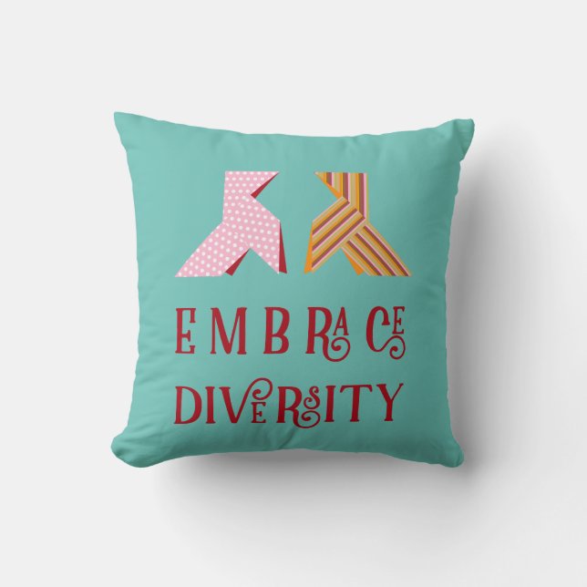 Cojín Decorativo Various Paper Bow Couple Embrace Diversity Quote (Anverso)