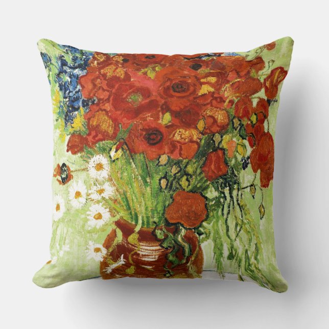 Cojín Decorativo Vase con Cornflowers y Poppies Pillow (Anverso)