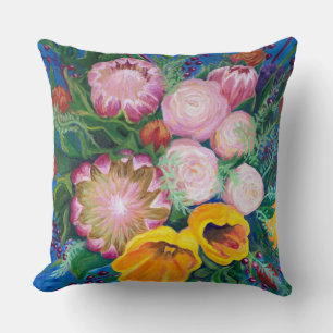 Cojín Decorativo Vase de flores — Proteas, tulipanes y Rosas