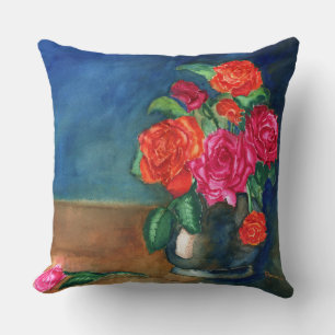 Cojín decorativo Vase de rosas rojas