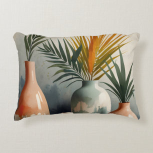 Cojín Decorativo Vasijas tropicales en tonos acuáticos