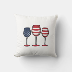 Cojín Decorativo Vasos de vino patrióticos Diseño de camiseta vecto