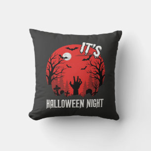 Cojín Decorativo Vector Cementerio Espeluznante Noche de Halloween