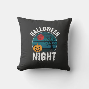 Cojín Decorativo Vector de árbol de calabaza de noche de Halloween