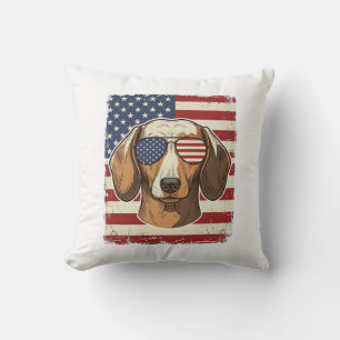 Cojín Decorativo Vector de gafas de sol con bandera patriótica vint