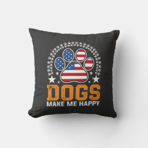 Cojín Decorativo Vector de huella de pata de perros patrióticos
