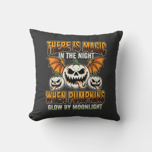 Cojín Decorativo Vector de terror de luna llena de calabaza mágica