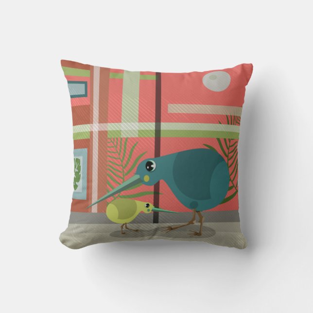 Cojín Decorativo Vector Kiwi Bird Family (Anverso)