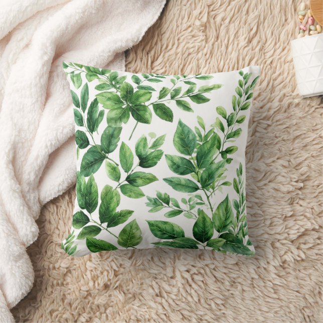 Cojín Decorativo Vegetación acuarela Hojas Botánicas (Manta)