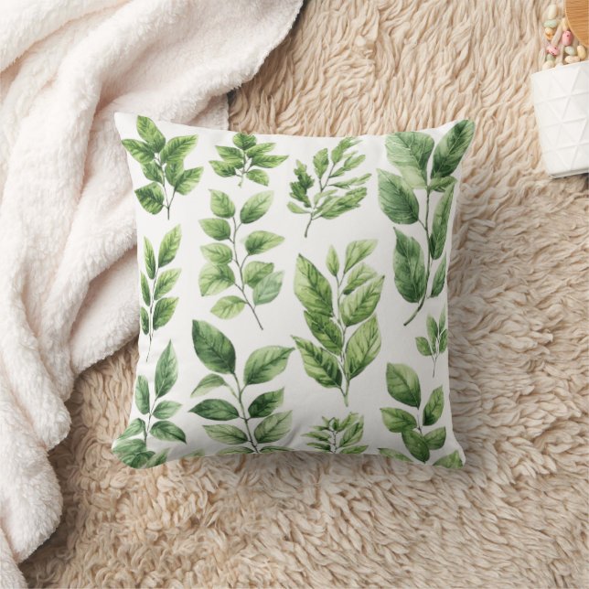 Cojín Decorativo Vegetación acuarela Hojas Botánicas (Manta)