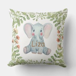 Cojín Decorativo Vegetación de elefante de color de agua personaliz