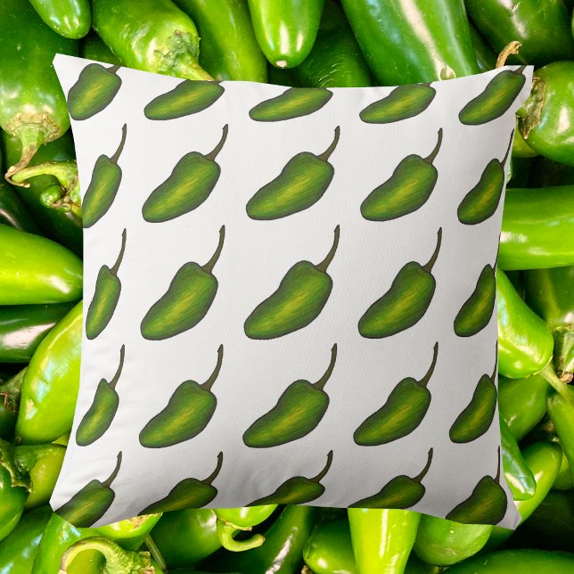 Cojín Decorativo Vegetación de pimienta verde picante caliente jala (Jalapeño Pepper Pillow)
