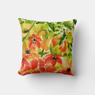 Cojín Decorativo Vegetación Flores De Coral En Flor Salvaje
