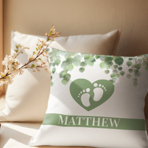 Cojín Decorativo Vegetación y Pies de Bebé Baby Shower