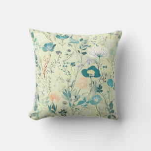Cojín decorativo vegetal verde pastel botánico