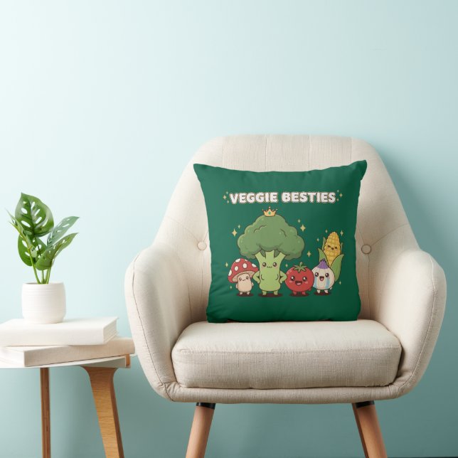 Cojín Decorativo Veggie Besties | Cute Kawaii Cartoon Vegetable  (Silla)