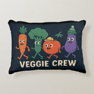 Cojín Decorativo Veggie Crew - Graciosa Caminando Verduras Ilustrac