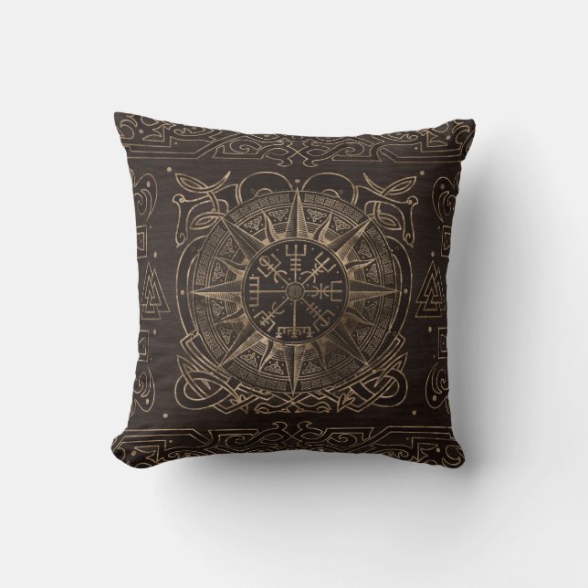 Cojín Decorativo Vegvisir - Ornamento de brújula viking (Anverso)
