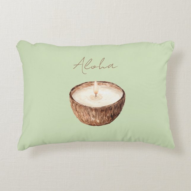 Cojín Decorativo Vela de coco Green Aloha (Anverso)