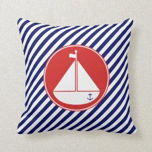 Cojín Decorativo Velero azul y rojo