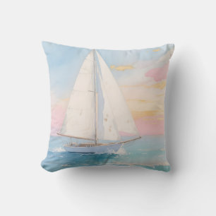 Cojín Decorativo Velero Blanco Resplandor del Océano