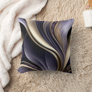 Cojín Decorativo Velo Dorado - Abstracto Lujoso de Oro y Violeta