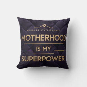 Cojín Decorativo Velvet Superpower Mom Gold Navy