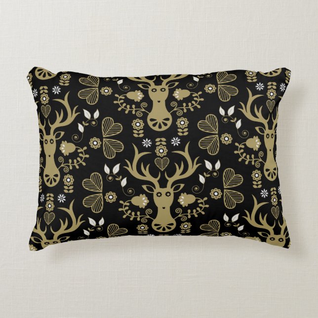 Cojín Decorativo Venado de arte popular escandinavo moderno (Anverso)