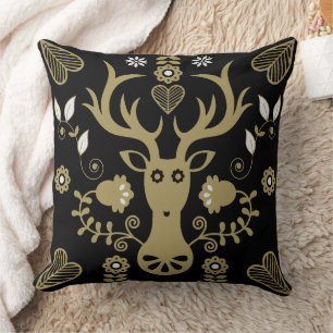 Cojín Decorativo Venado de arte popular escandinavo moderno