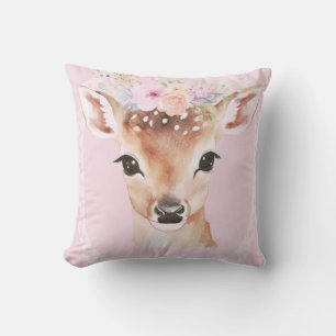 Cojín Decorativo Venado de bebé dulce con corona de flores Nurser