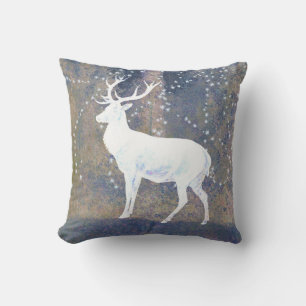 Cojín Decorativo Venado de invierno en copos de nieve
