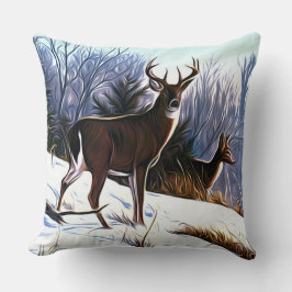 Cojín Decorativo Venado En Invierno