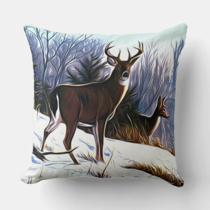 Cojín Decorativo Venado En Invierno