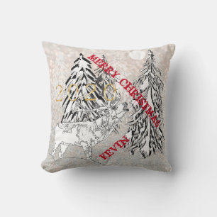 Cojín Decorativo Venado, invierno, bosque, Navidades, personalizado