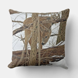 Cojín Decorativo Venado Whitetail En Nieve