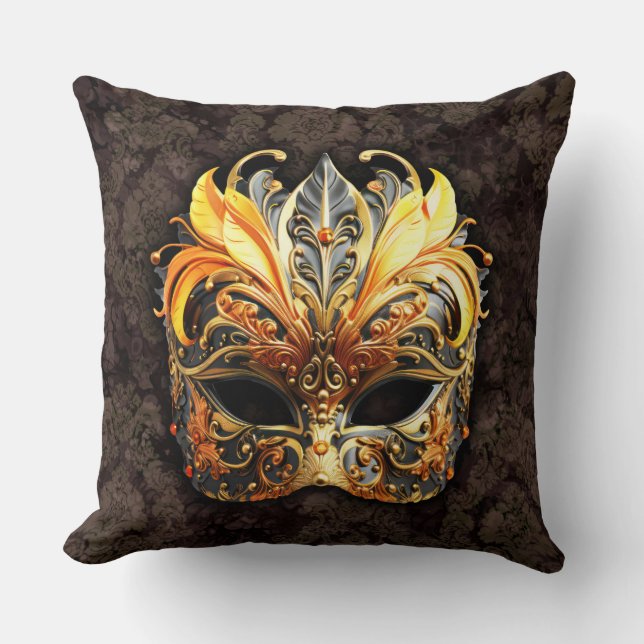 Cojín Decorativo Venetian Masquerade Golden Mask (Anverso)