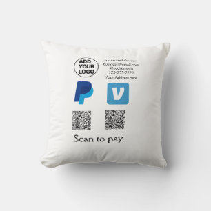 Cojín Decorativo Venmo paypal escanea para pagar agregar código q r