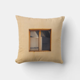 COJÍN DECORATIVO VENTANA DE VIDRIO DE MADERA MARRÓN
