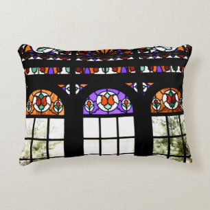 Cojín Decorativo Ventana de vidrio manchado colorido