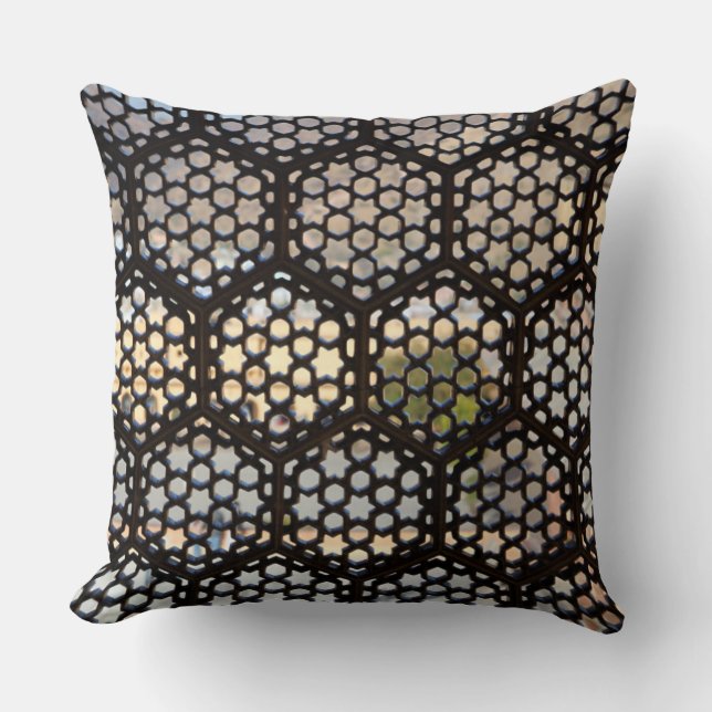 Cojín Decorativo Ventana Entramado geométrico, India (Anverso)